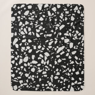 Abstraktes Terrazzo Mosaik Schwarz-Weiß-Muster Sherpadecke