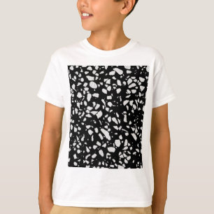 Abstraktes Terrazzo Mosaik Schwarz-Weiß-Muster T-Shirt