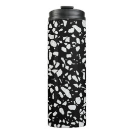 Abstraktes Terrazzo Mosaik Schwarz-Weiß-Muster Thermosbecher