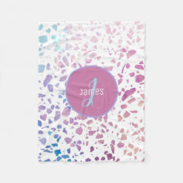 Abstraktes Terrazzo-Muster in Rosa und Blau Fleecedecke