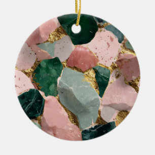Abstraktes Terrazzo-Muster mit Goldakzenten Keramik Ornament