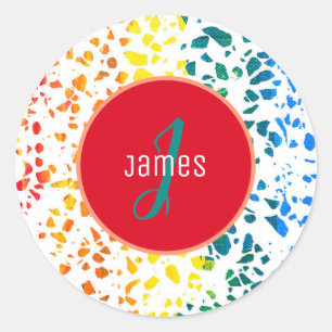 Abstraktes Terrazzo-Muster Runder Aufkleber