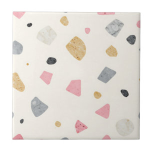 Abstraktes Terrazzo Rosa Grau Gold Muster Fliese