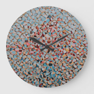 Abstraktes Texturmuster Azure Mosaikfluss Große Wanduhr