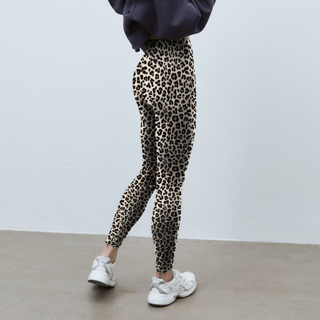 Abstraktes Tierleopardenmuster Leggings (Abstract animal leopard skin fur pattern printed leggings for yoga, fitness & lifestyle.)