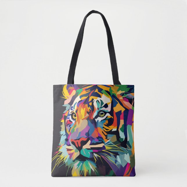 Abstraktes Tiger-Gesicht Tasche (Vorderseite)