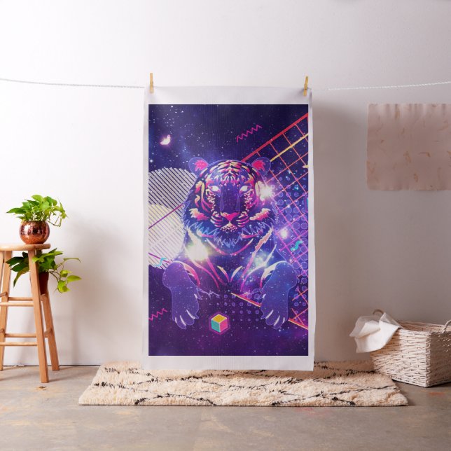 Abstraktes Tiger-Retro-kosmisches Design Stoff (Beispiel)