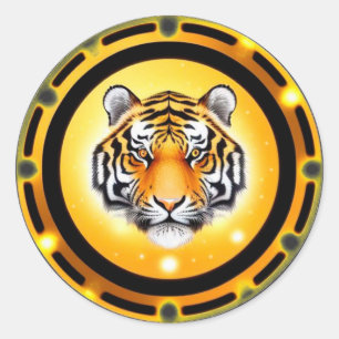 🐅 Abstraktes Tigergesicht Laptop-Aufkleber 🐅 Runder Aufkleber