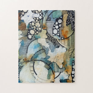 Abstraktes Tinten- und Aquarell-Puzzle