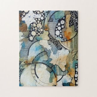 Abstraktes Tinten- und Aquarell-Puzzle