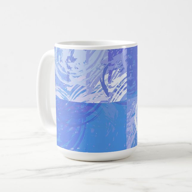 Abstraktes Tossed Türkis und Lila Kaffeetasse (Vorderseite Links)