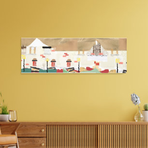 abstraktes Townhouse-Design in zerrissenem Papierb Leinwanddruck