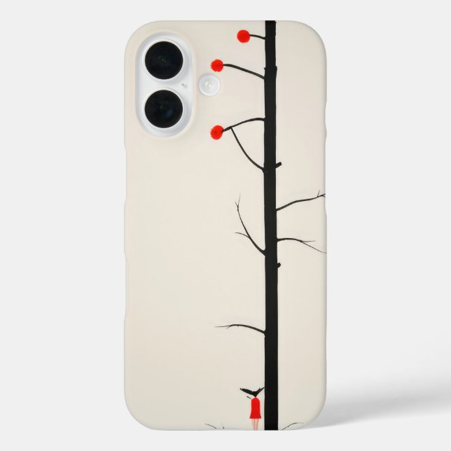 Abstraktes, träumliches kleines Rot-Mädchen und ei iPhone 16 Hülle (Rückseite)