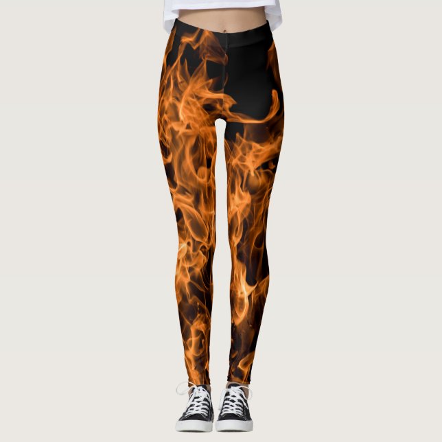 Abstraktes Trendy modernes auf Feuer-Flammen Leggings (Vorderseite)