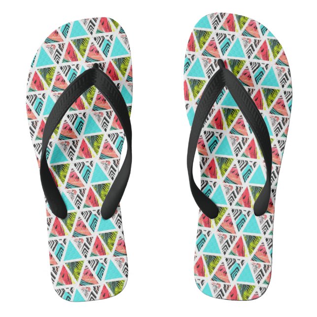 Abstraktes Tropenmuster Flip Flops (Fußbett)