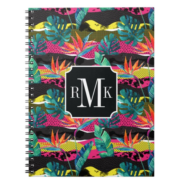 Abstraktes tropisches Beschaffenheits-Neonmuster Notizblock (Vorderseite)