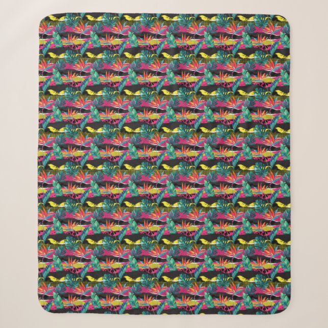 Abstraktes tropisches Beschaffenheits-Neonmuster Sherpadecke (Vorderseite)