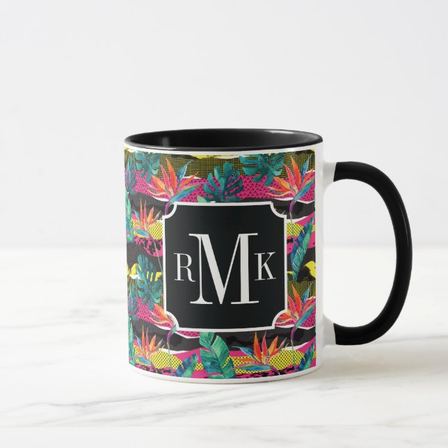 Abstraktes tropisches Beschaffenheits-Neonmuster Tasse (Rechts)