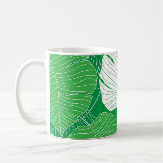 Abstraktes tropisches Blatt, künstlerische Malerei Kaffeetasse