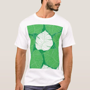 Abstraktes tropisches Blatt, künstlerische Malerei T-Shirt