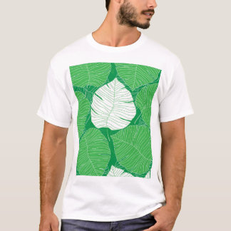 Abstraktes tropisches Blatt, künstlerische Malerei T-Shirt