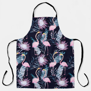 Abstraktes tropisches Muster mit Flamingo, Protea, Schürze