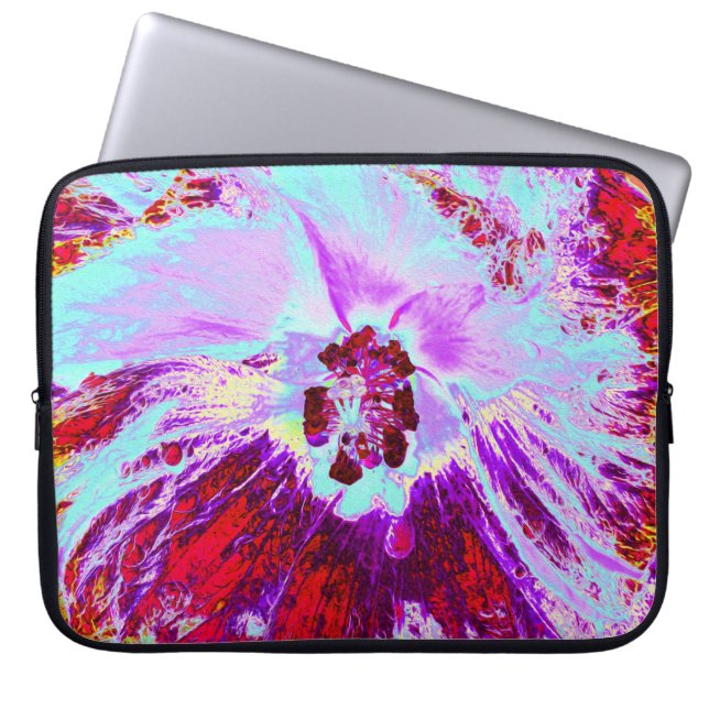 Abstraktes tropisches Wasser und Blume des Lila Hi Laptopschutzhülle (Vorderseite)