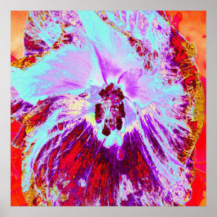 Abstraktes tropisches Wasser und Blume des Lila Hi Poster