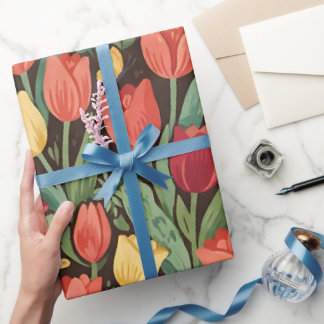 Abstraktes Tulpen-Schmetterlinge-Geschenkpapier Geschenkpapier