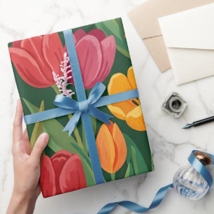 Abstraktes Tulpen-Schmetterlinge-Geschenkpapier Geschenkpapier