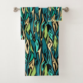 Abstraktes Türkis Badhandtuch Set