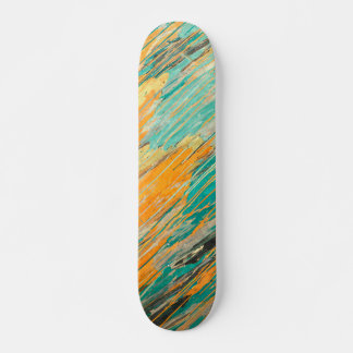 Abstraktes Türkis-Orange Texturiertes Skateboard D