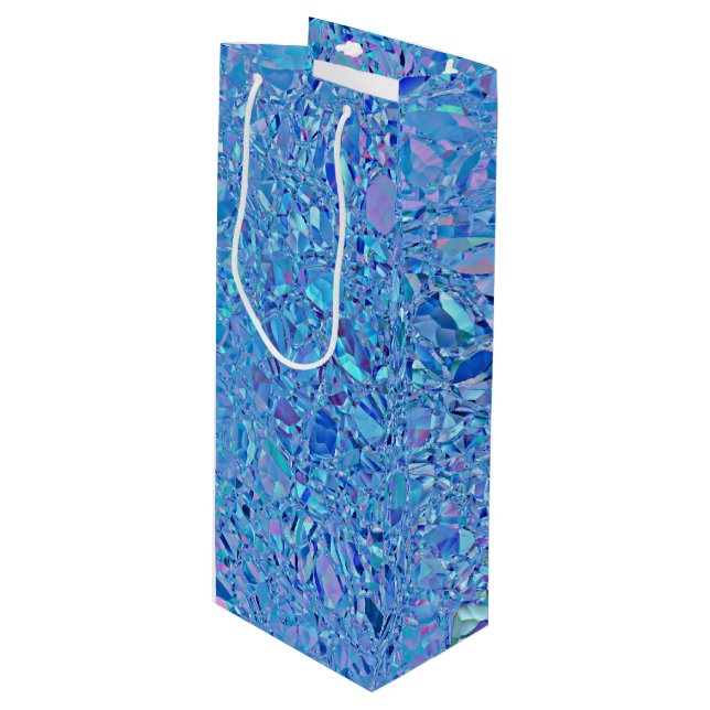 Abstraktes Türkis und Blau Geschenktüte Für Weinflaschen (Vorderseite Schrägansicht)
