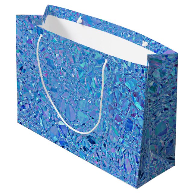 Abstraktes Türkis und Blau Große Geschenktüte (Rückseite Schrägansicht)