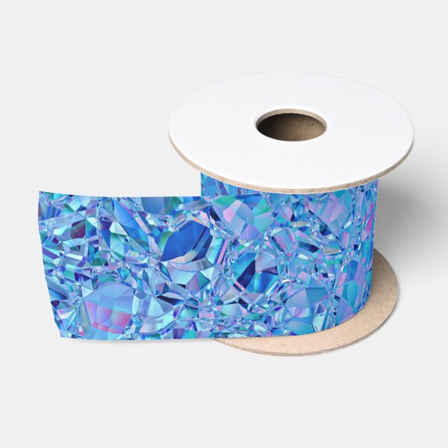Abstraktes Türkis und Blau Satinband (Spule)