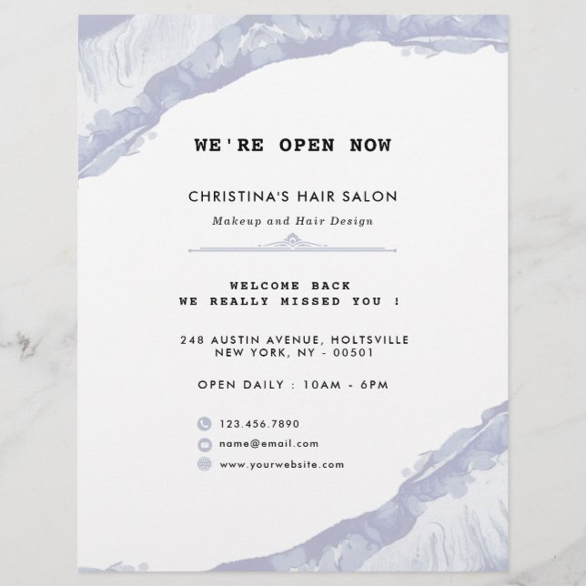 Abstraktes und Minimalistisches blaues Wasser Flyer (Hinten)