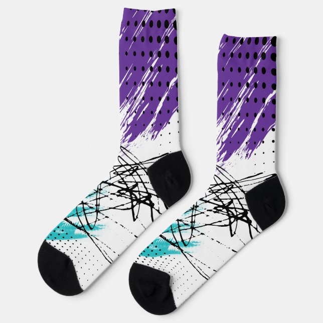 Abstraktes UPC-Design auf Socken (Linkes Detail)