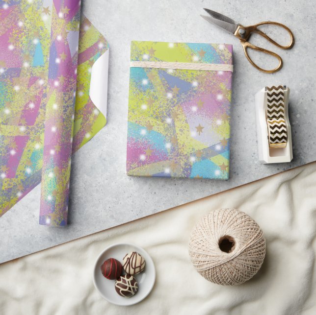 Abstraktes Urlaubsmuster Farbenfrohe Regenbogenmus Geschenkpapier (Kunsthandwerk)