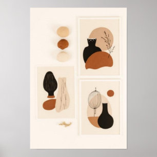 Abstraktes Vasen-Wandkunst-Set Mitte des Jahrhun Poster