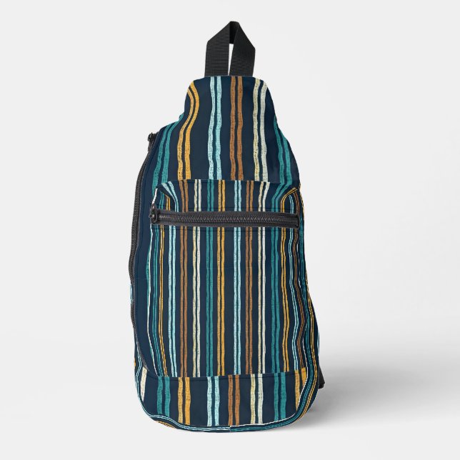 Abstraktes Vertikale Linien Muster Crossbody Bag (Vorderseite)