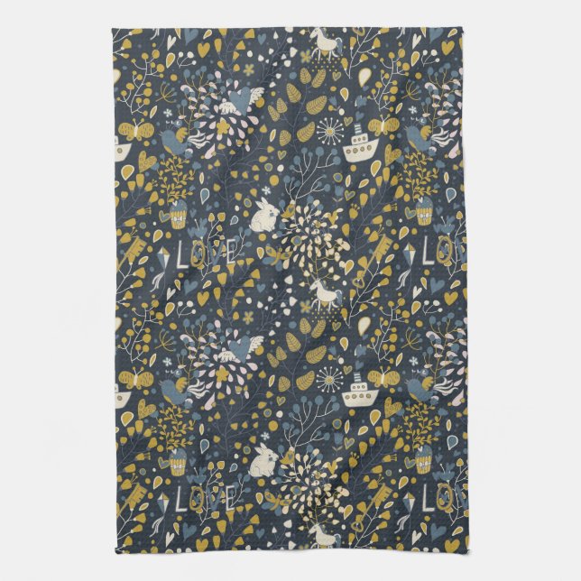 Abstraktes Vintage-Muster Handtuch (Vertikal)