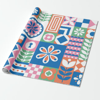 Abstraktes Vintages Blumenmuster. skandinavisch un Geschenkpapier