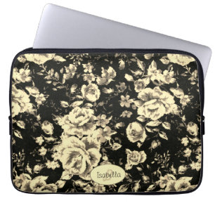 Abstraktes Vintages Blumensparkglas Monogramm Laptopschutzhülle