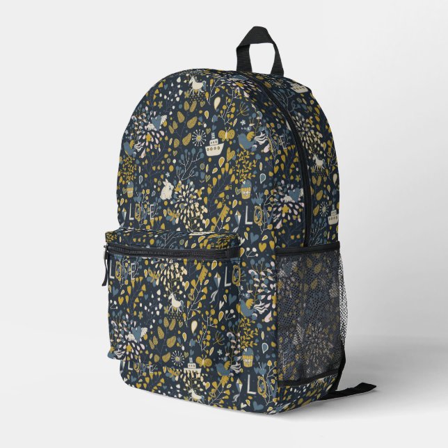 Abstraktes Vintages Muster Bedruckter Rucksack (Rückseitige Ecke Rechts)