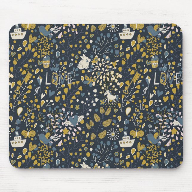Abstraktes Vintages Muster Mousepad (Vorne)