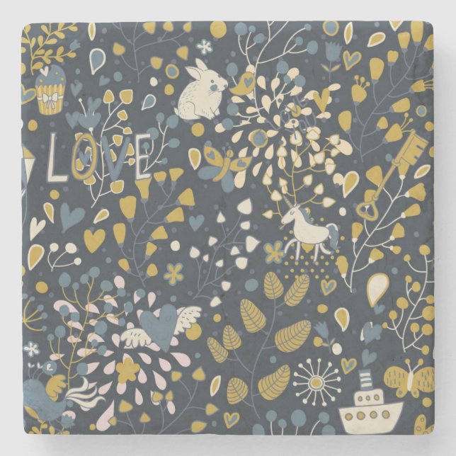 Abstraktes Vintages Muster Steinuntersetzer (Vorderseite)