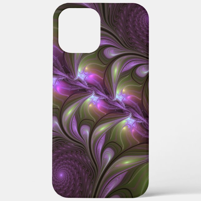 Abstraktes Violett Lila Khaki Fraktal Case-Mate iPhone Hülle (Rückseite)