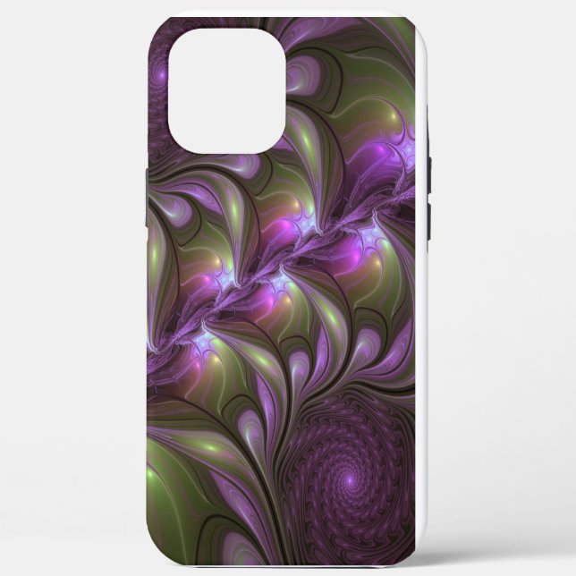 Abstraktes Violett Lila Khaki Fraktal Case-Mate iPhone Hülle (Rückseite)