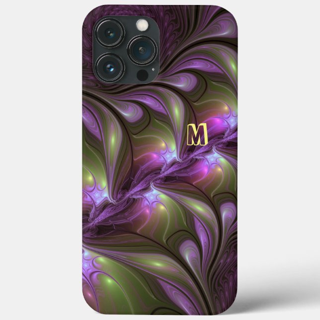 Abstraktes Violett Lila Khaki Fraktal Case-Mate iPhone Hülle (Rückseite)