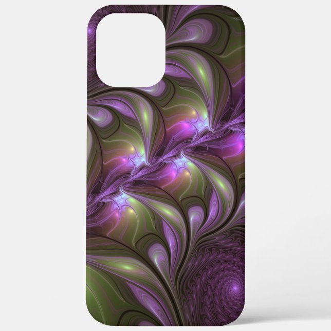 Abstraktes Violett Lila Khaki Fraktal Case-Mate iPhone Hülle (Rückseite)